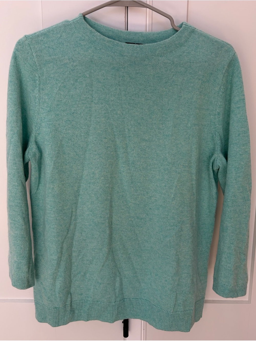 Talbots 100% Cashmere Sweater Audrey Crewneck Light Aqua Blue Large
